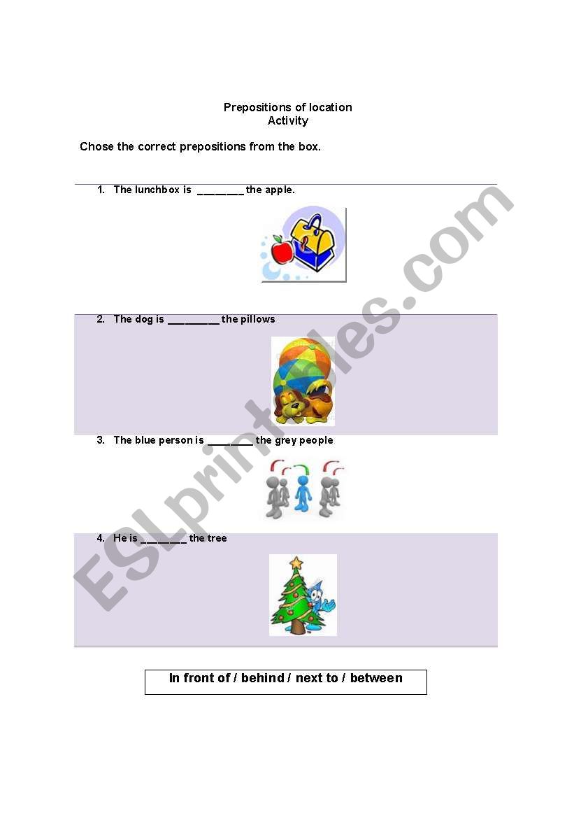 Prepositions of location worksheet