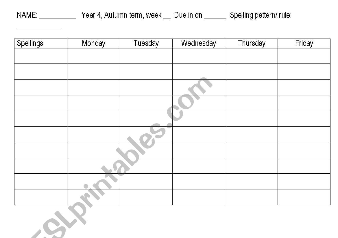 spelling grid - look, say, cover, write, check