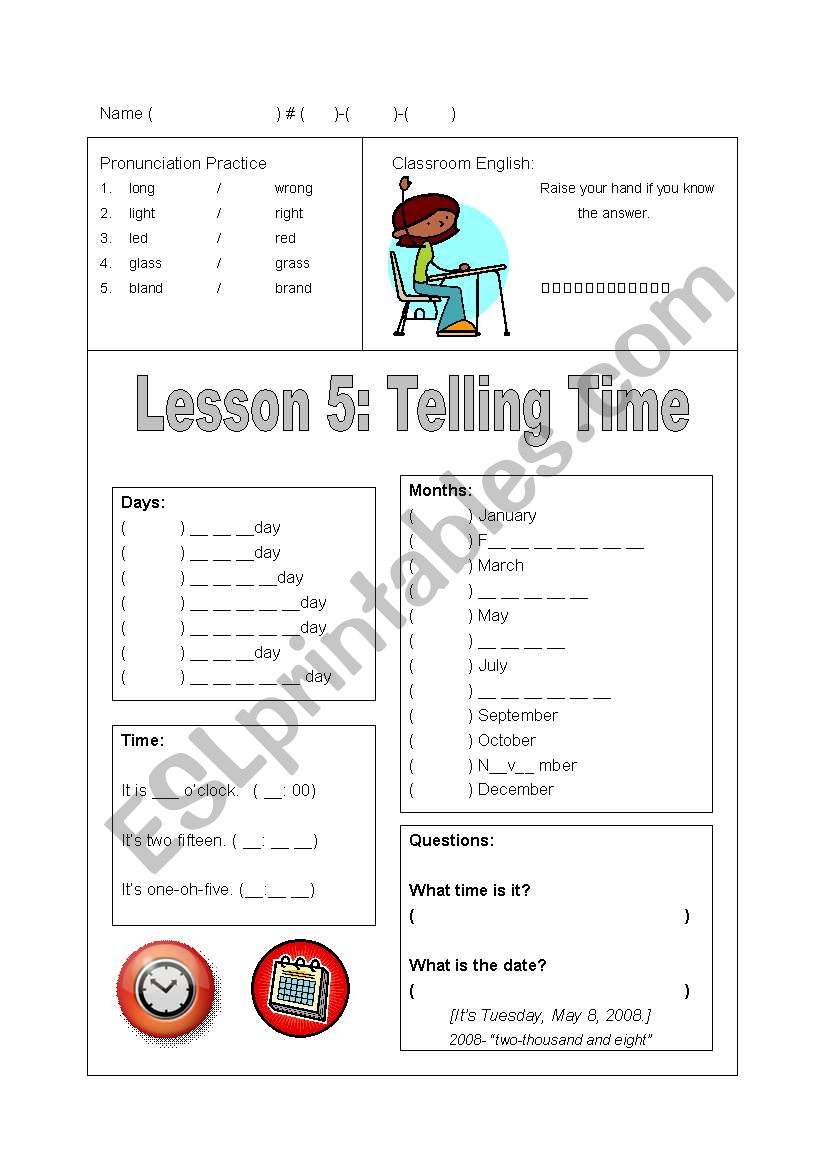 Telling Time worksheet