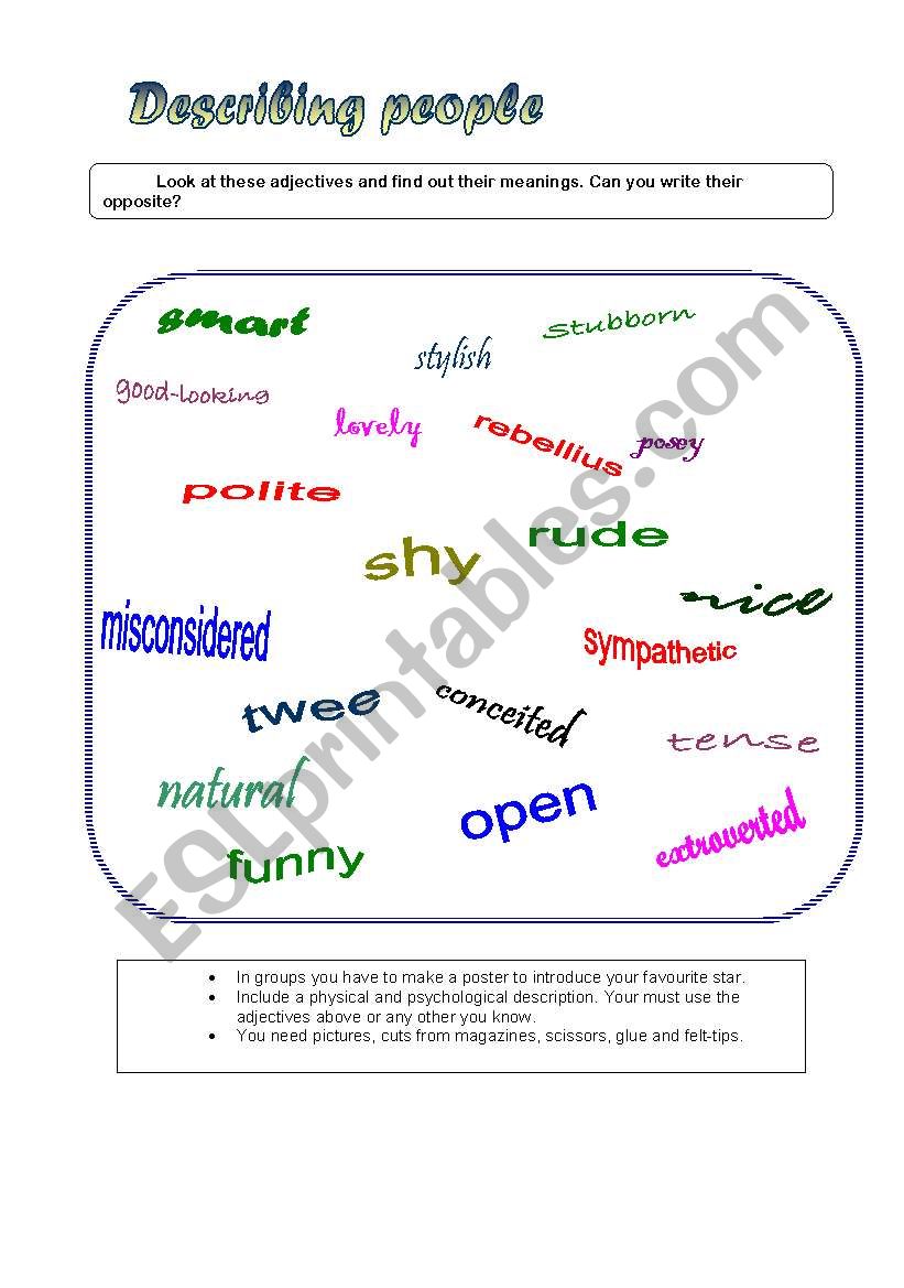 Describing people worksheet