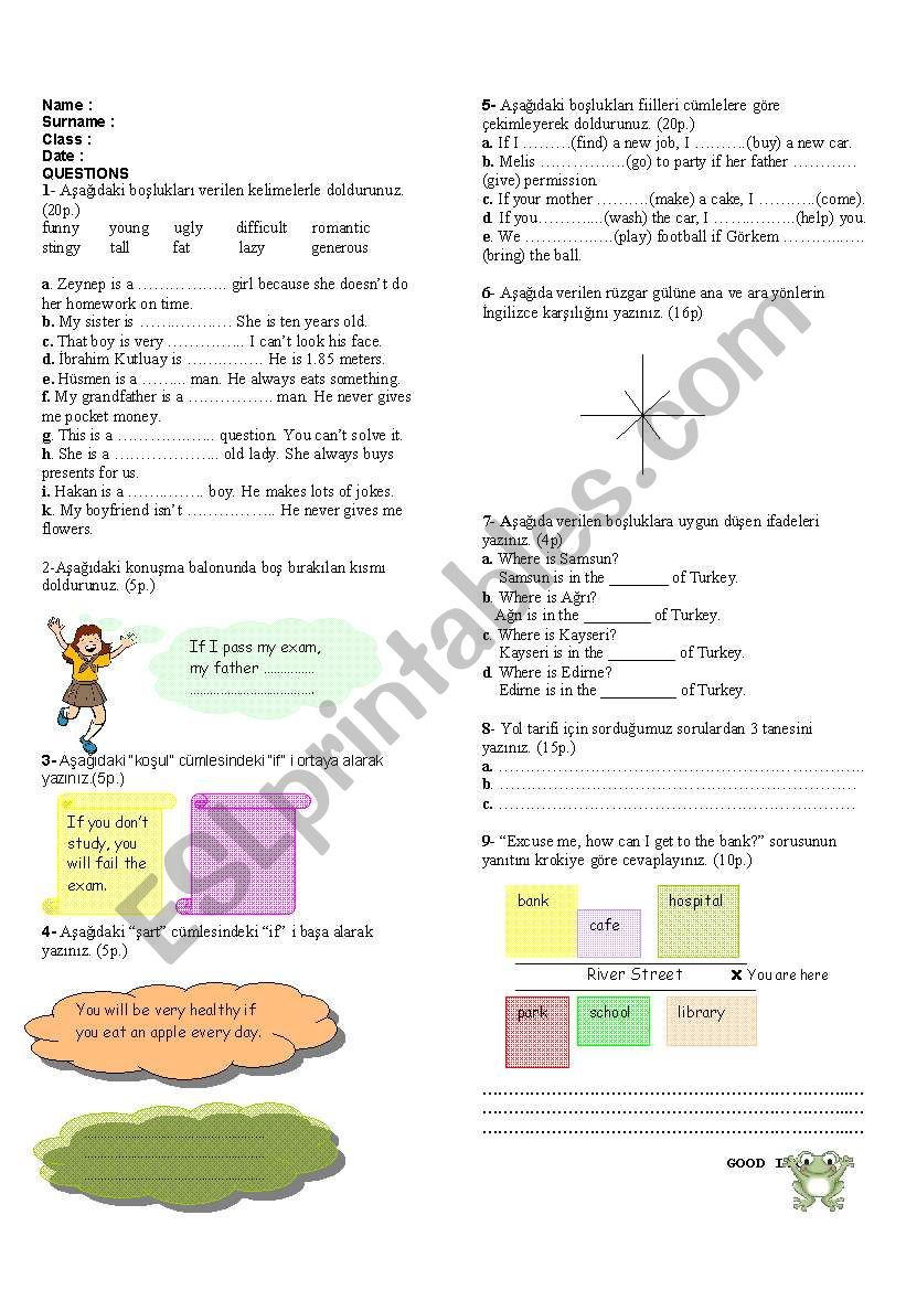 7th grade exam worksheet