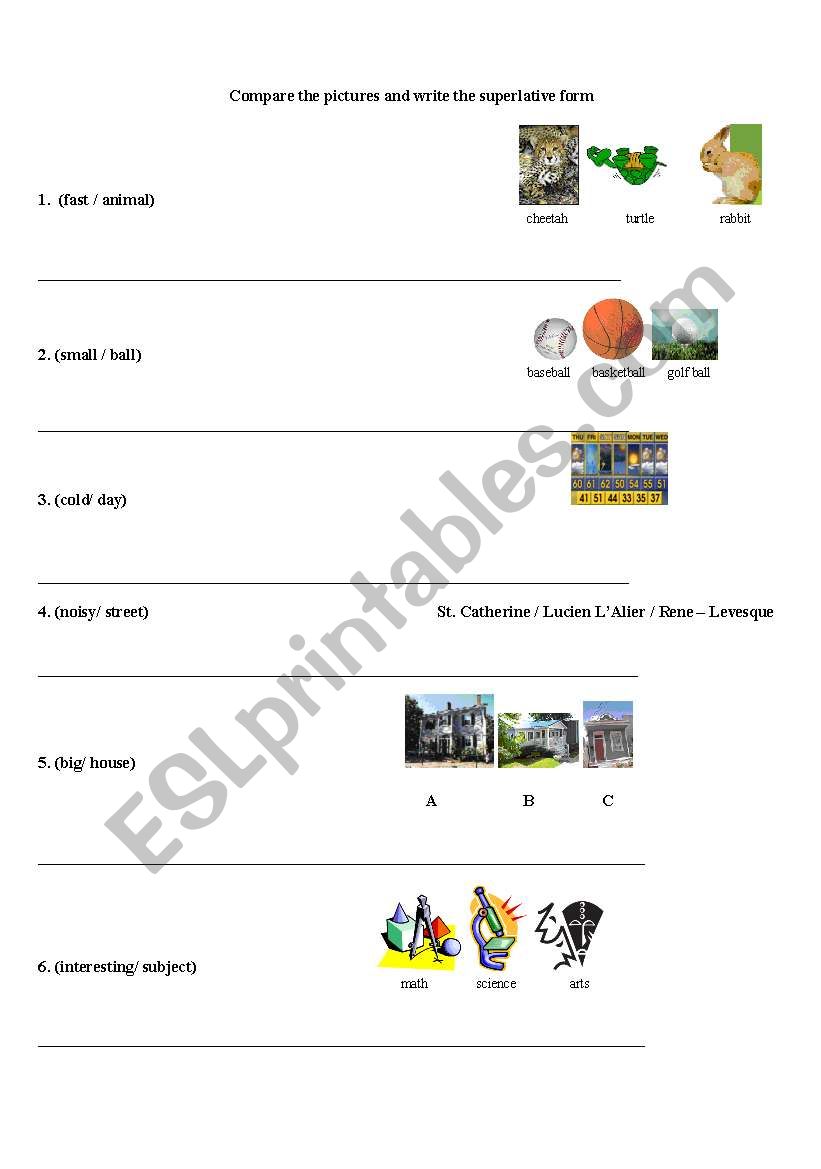 supperlatives worksheet