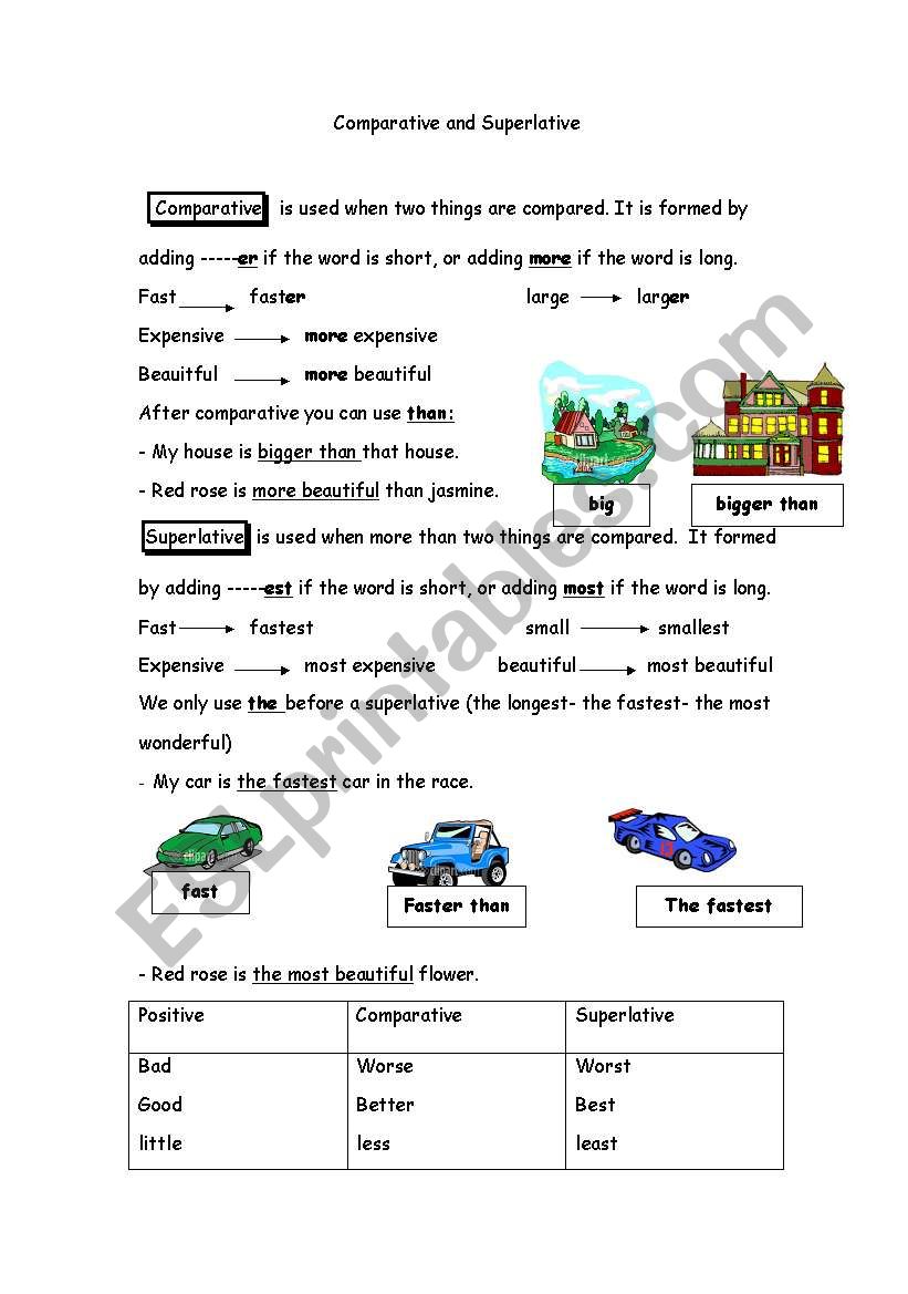 comparative worksheet