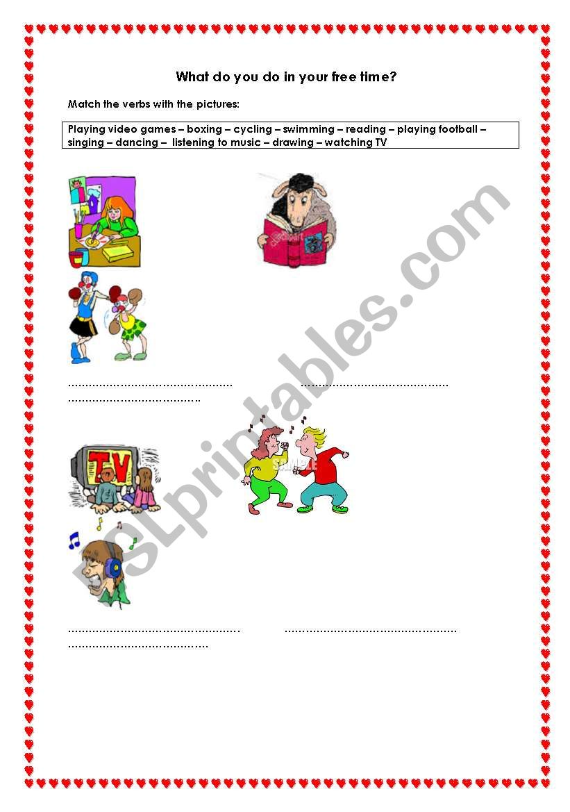 hobbies worksheet