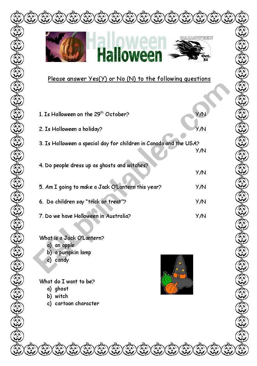 Hlloween answer Sheet ( part 2)