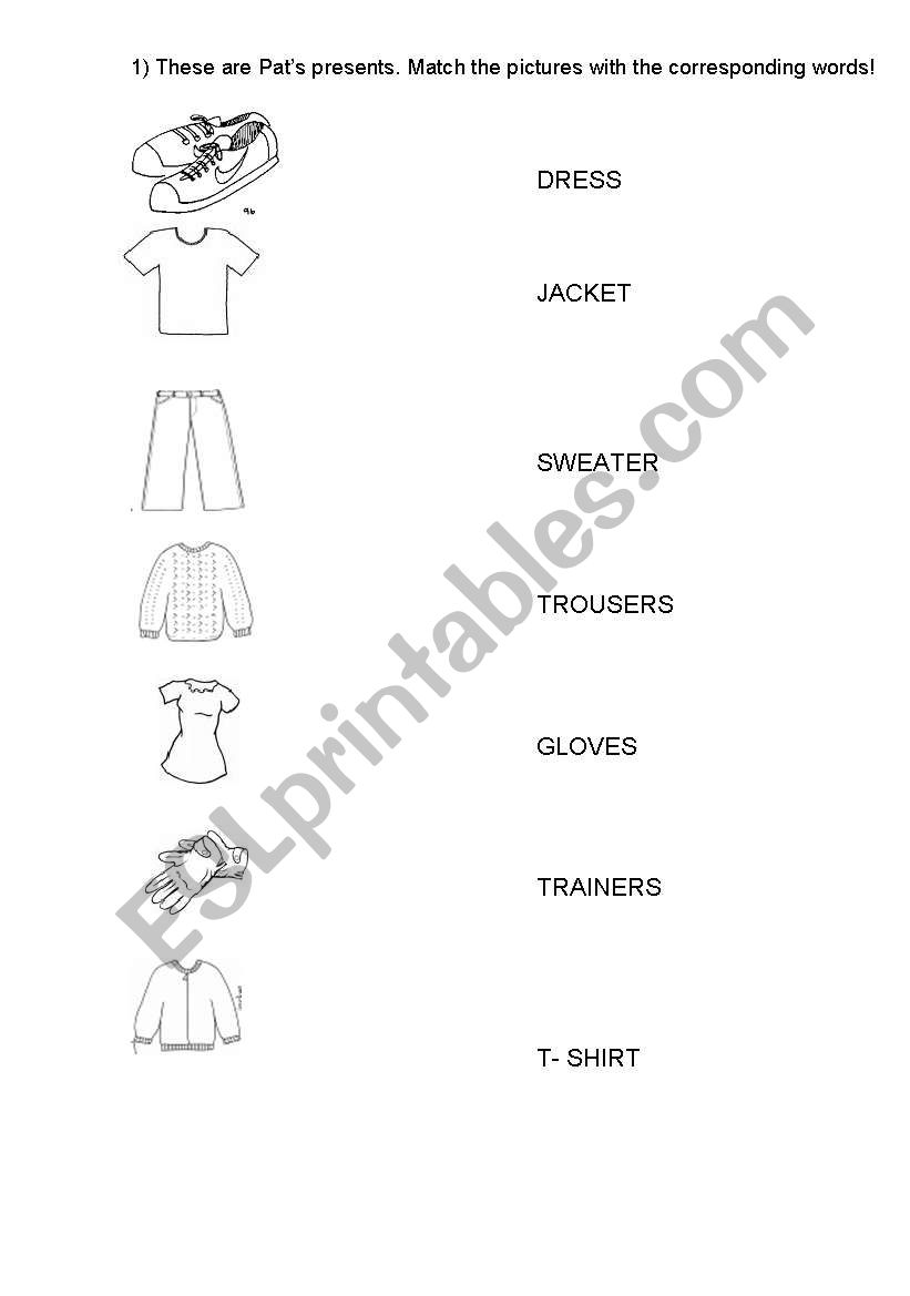 English worksheets: Clothes- matching