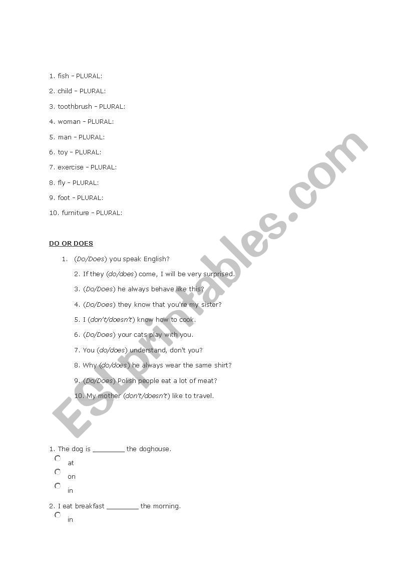 TEST YOUR ENGLISH worksheet