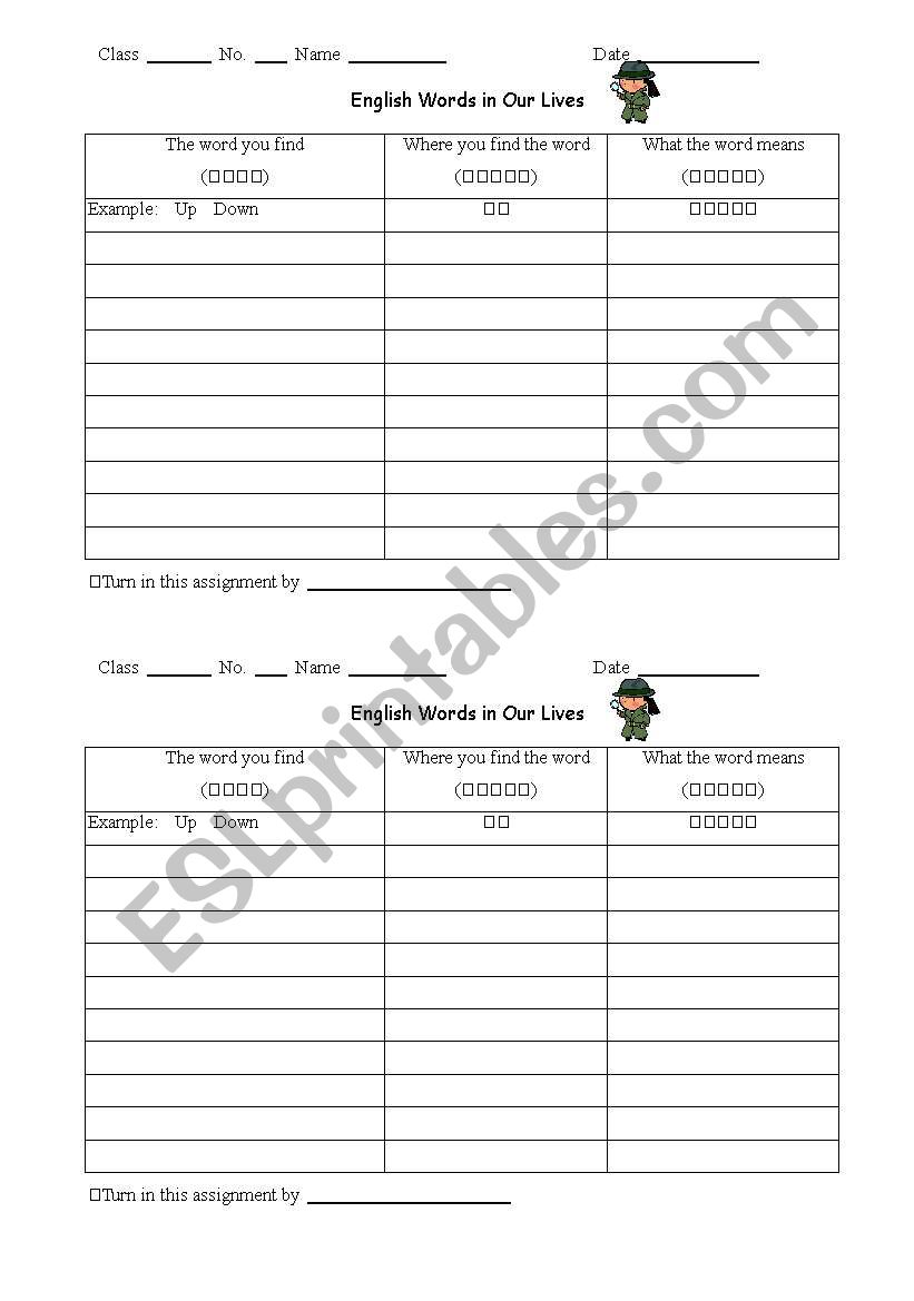 English Words in Our Lives worksheet