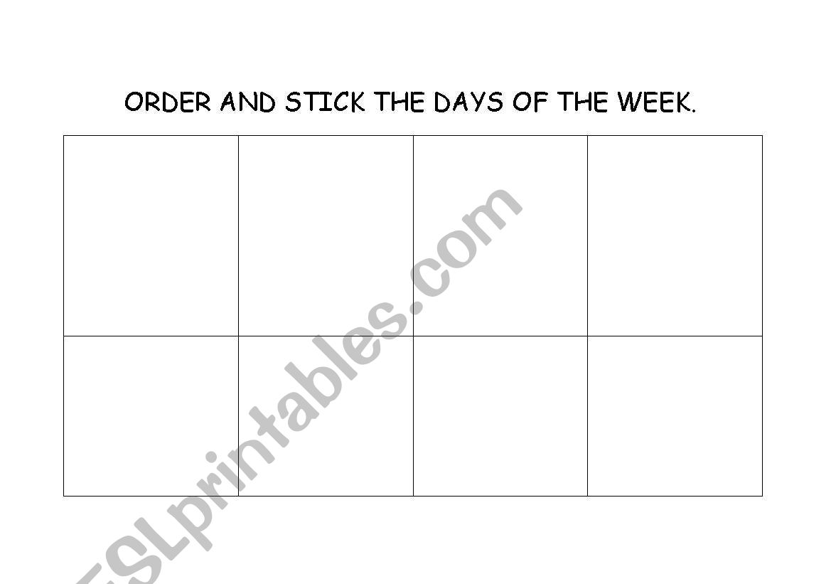 the days of the week.cut and stick