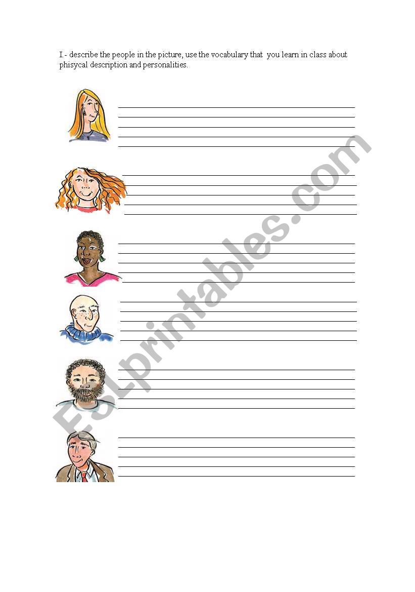 describing people worksheet