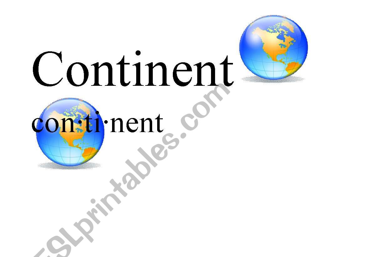 Definition of Continent worksheet