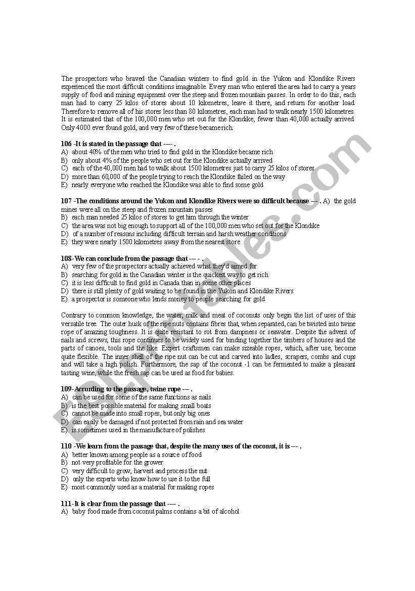 READING PASSAGES8_MCQs worksheet