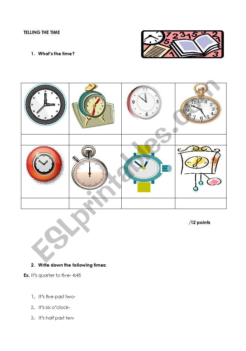 Whats the time? worksheet