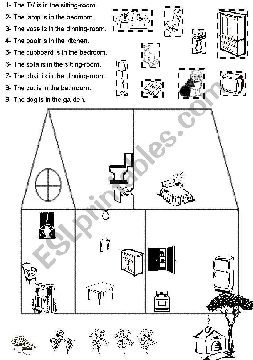 CUT AND PASTE : THE HOUSE - ESL worksheet by demeter_mar