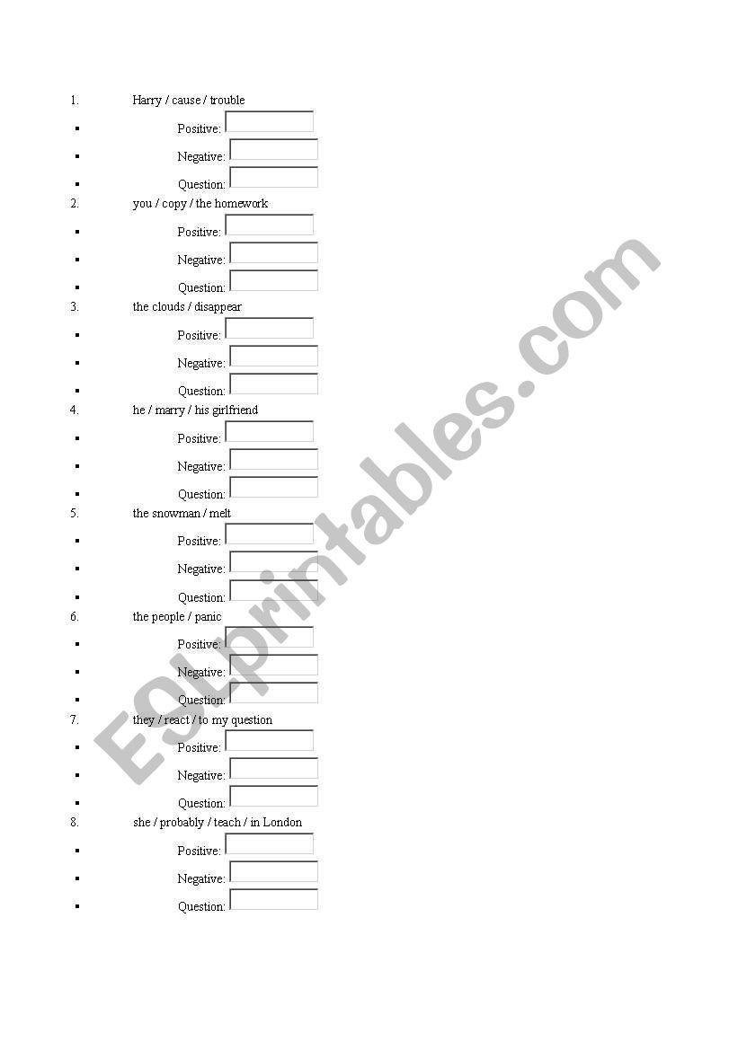 Future tense worksheet