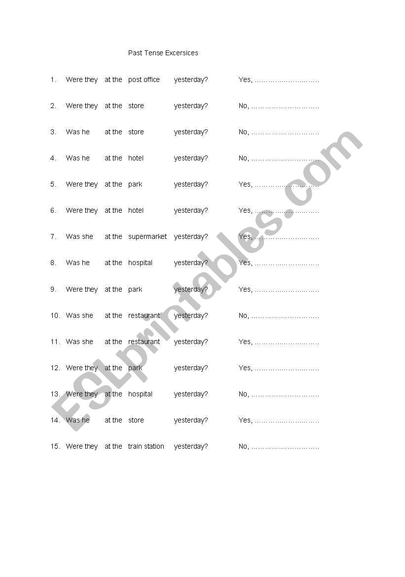 Past continouos tense exercises