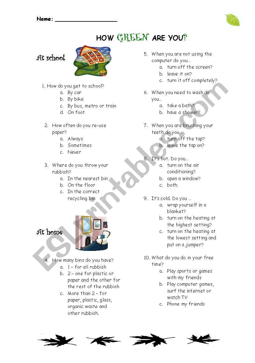 Questionnaire worksheet