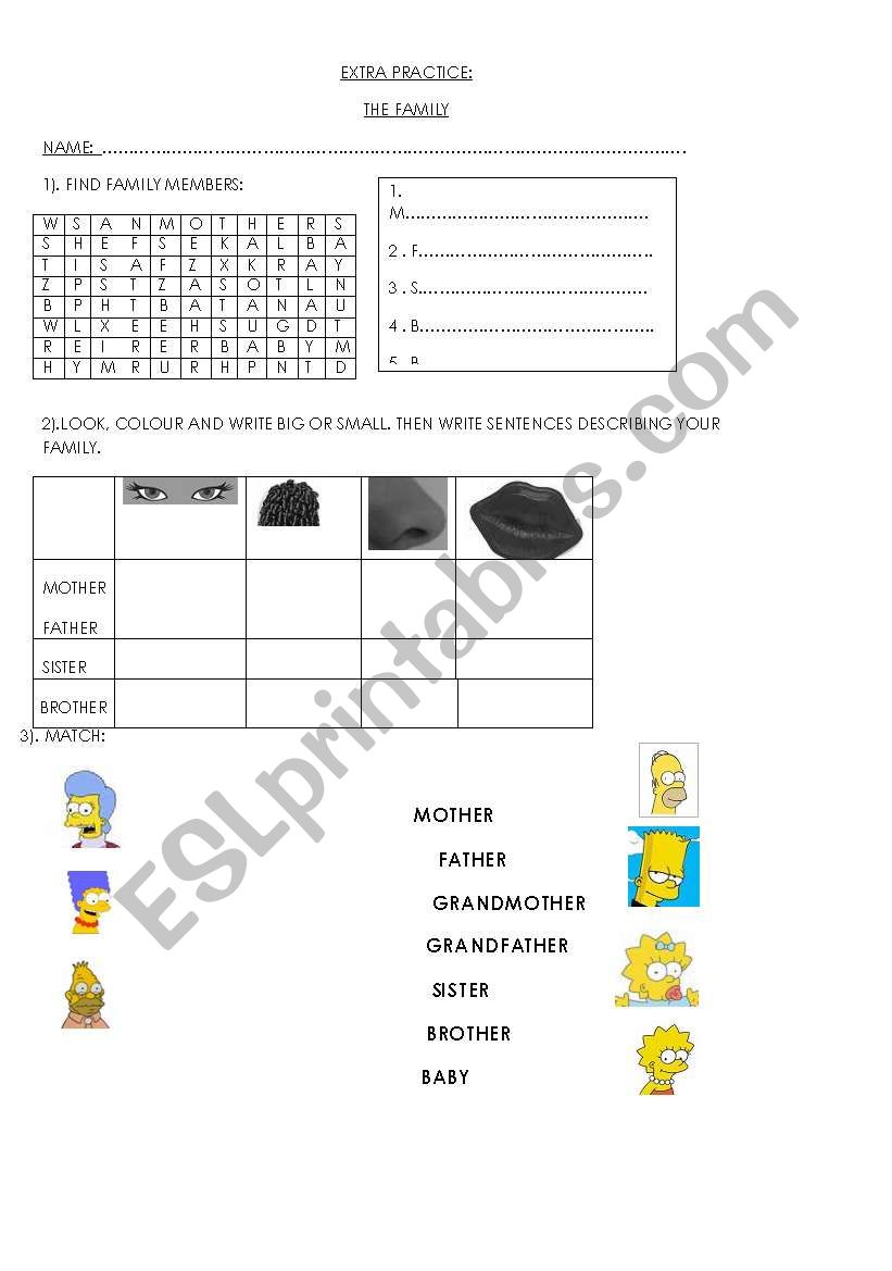 FAMILY MEMBERS worksheet