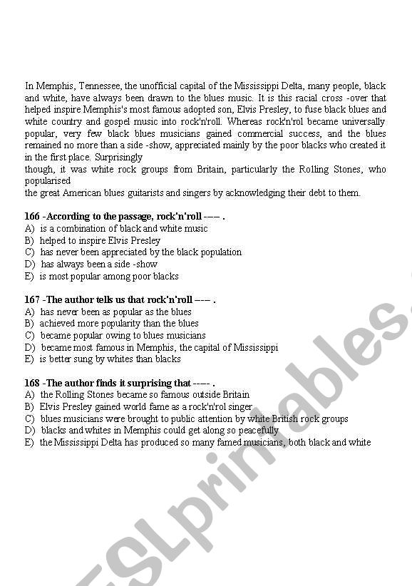 READING PASSAGES12_MCQs worksheet