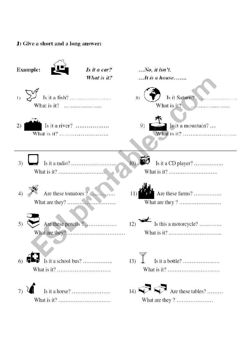 Daily life objects worksheet