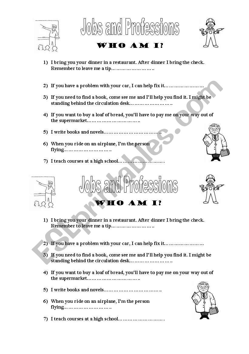 Who am I? worksheet