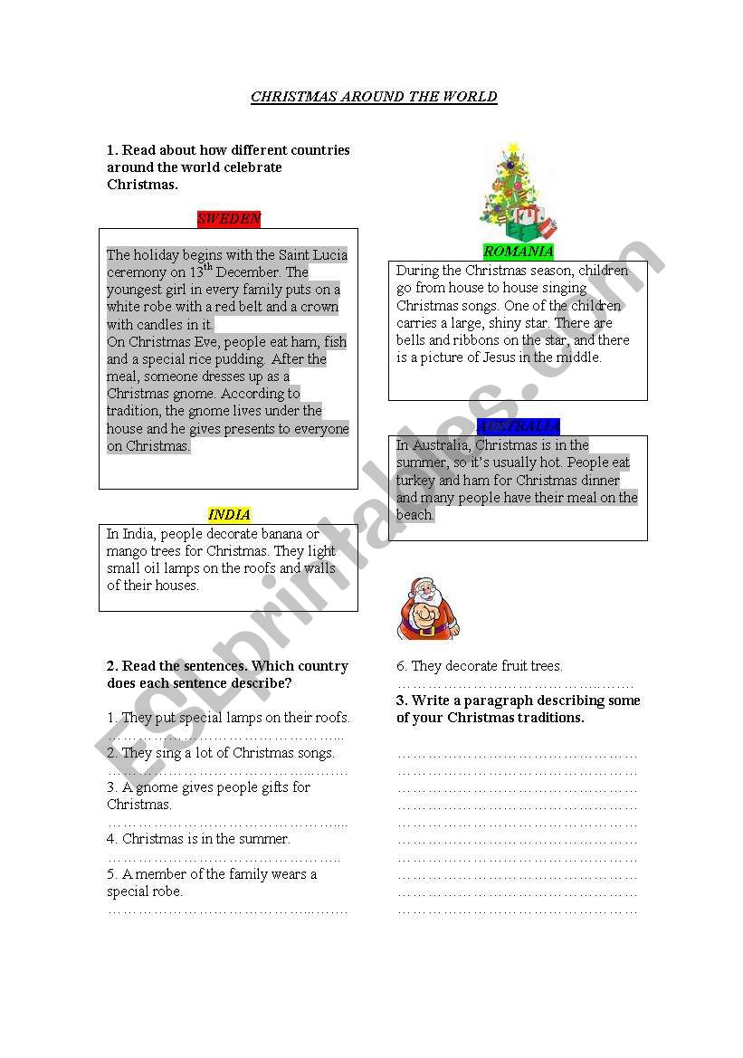 Christmas in the World worksheet