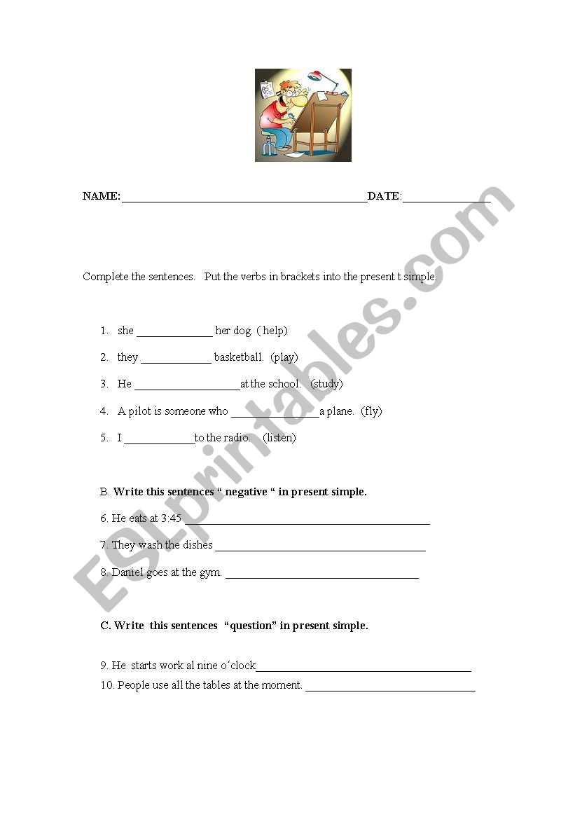 PRESENT SIMPLE worksheet