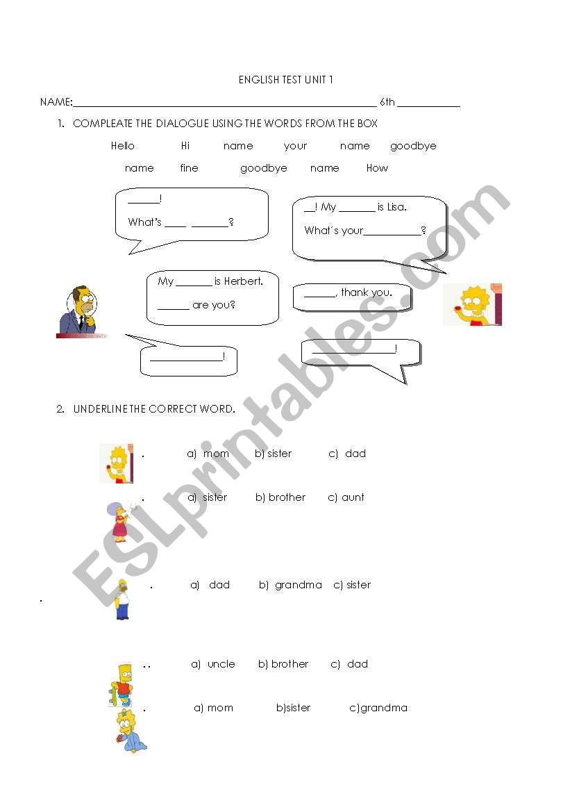 family worksheet