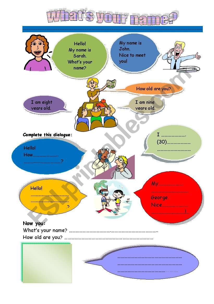 What´s your name - ESL worksheet by Ana B