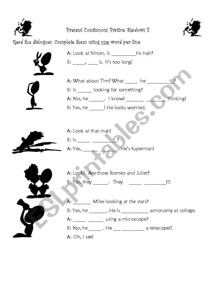 Present Continuous Practice (shadows) Second part