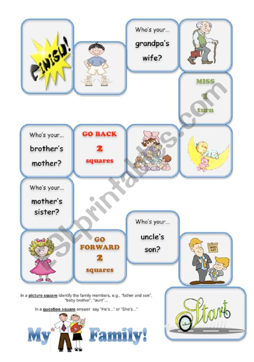 My Family Game - ESL worksheet by miss-williams