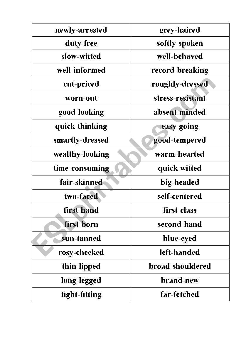 Compound Adjectives ESL Worksheet By Ksenya