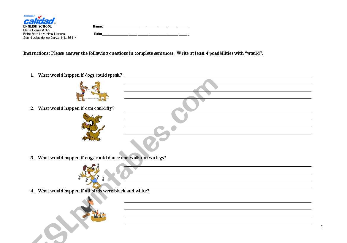 Exploring the possibilities worksheet