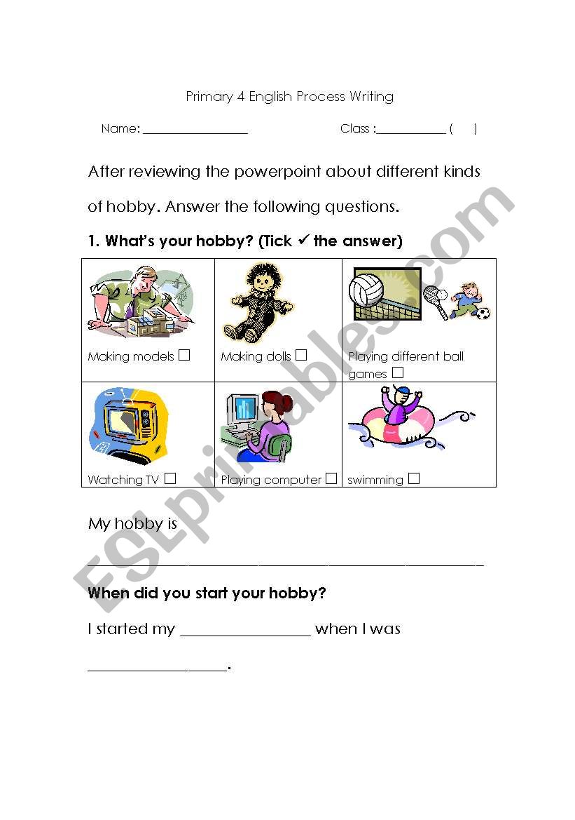 hobby 1 worksheet