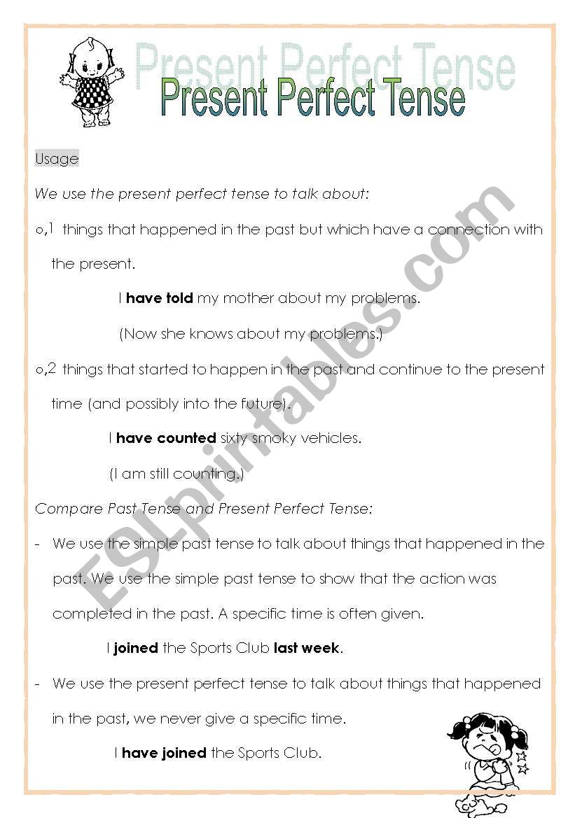 Present Perfect Tense worksheet