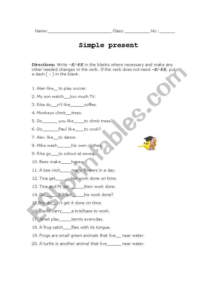 Simple present worksheet