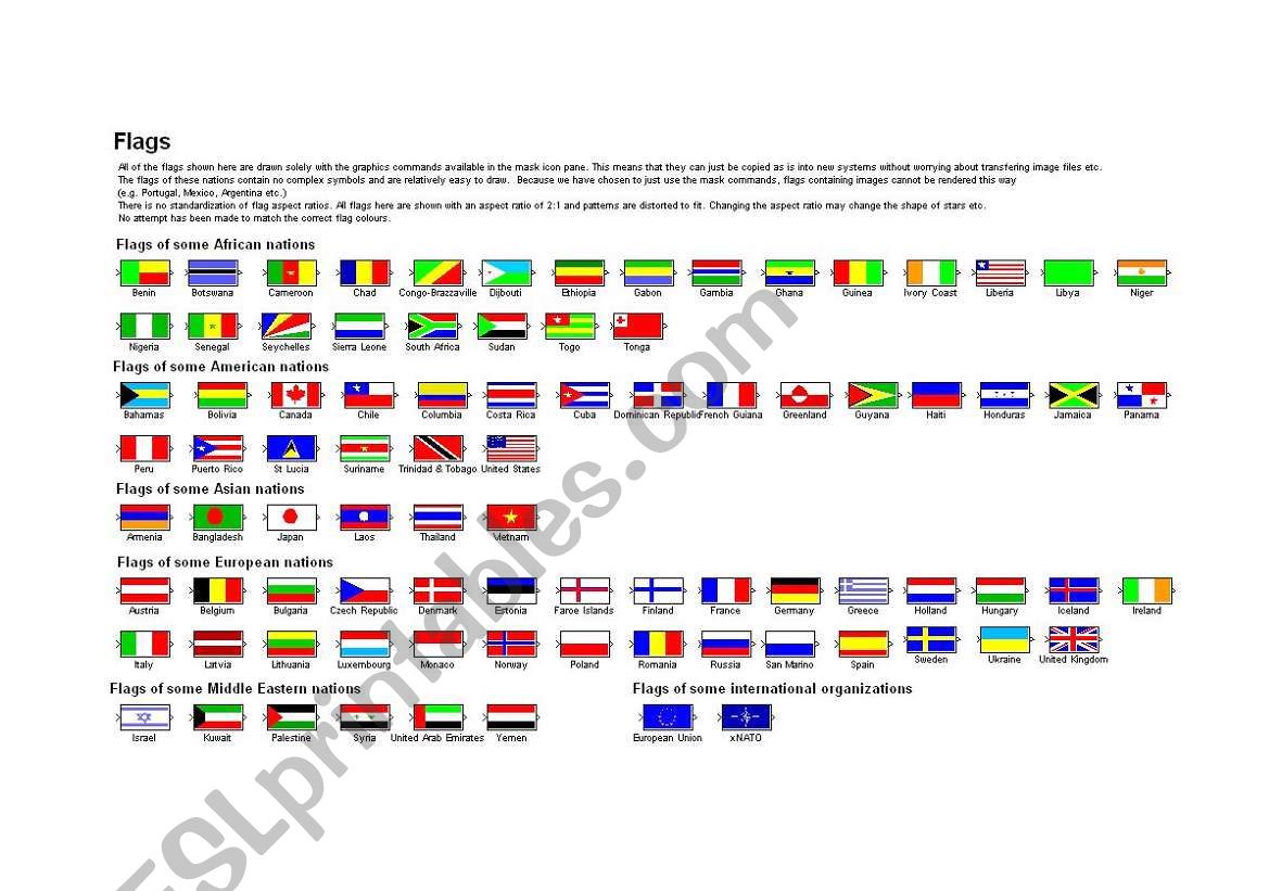 Flags of the world worksheet