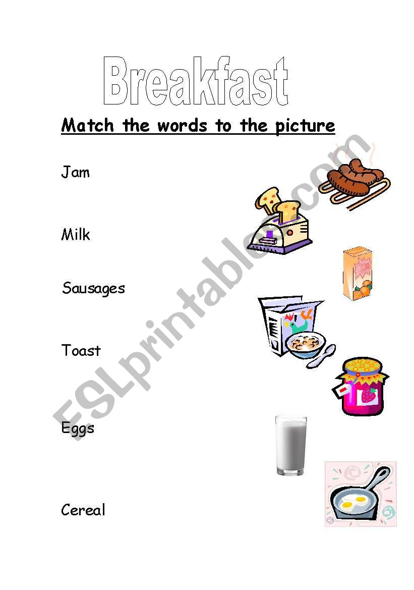 Breakfast vocab worksheet