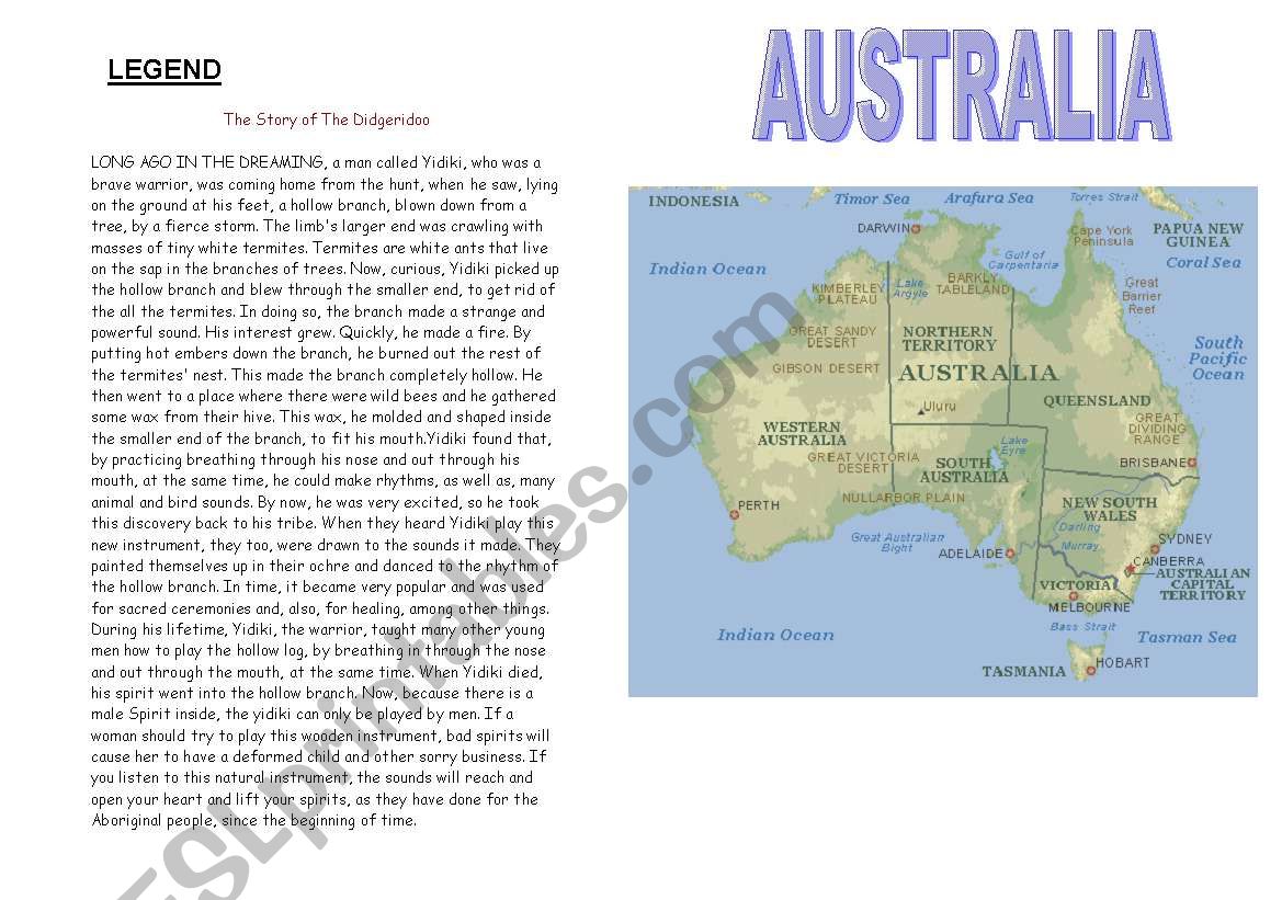 Brochure about Australia worksheet