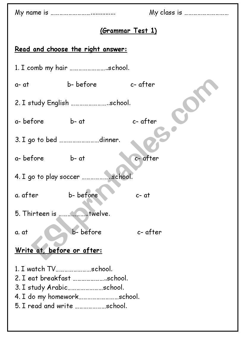 bfore worksheet