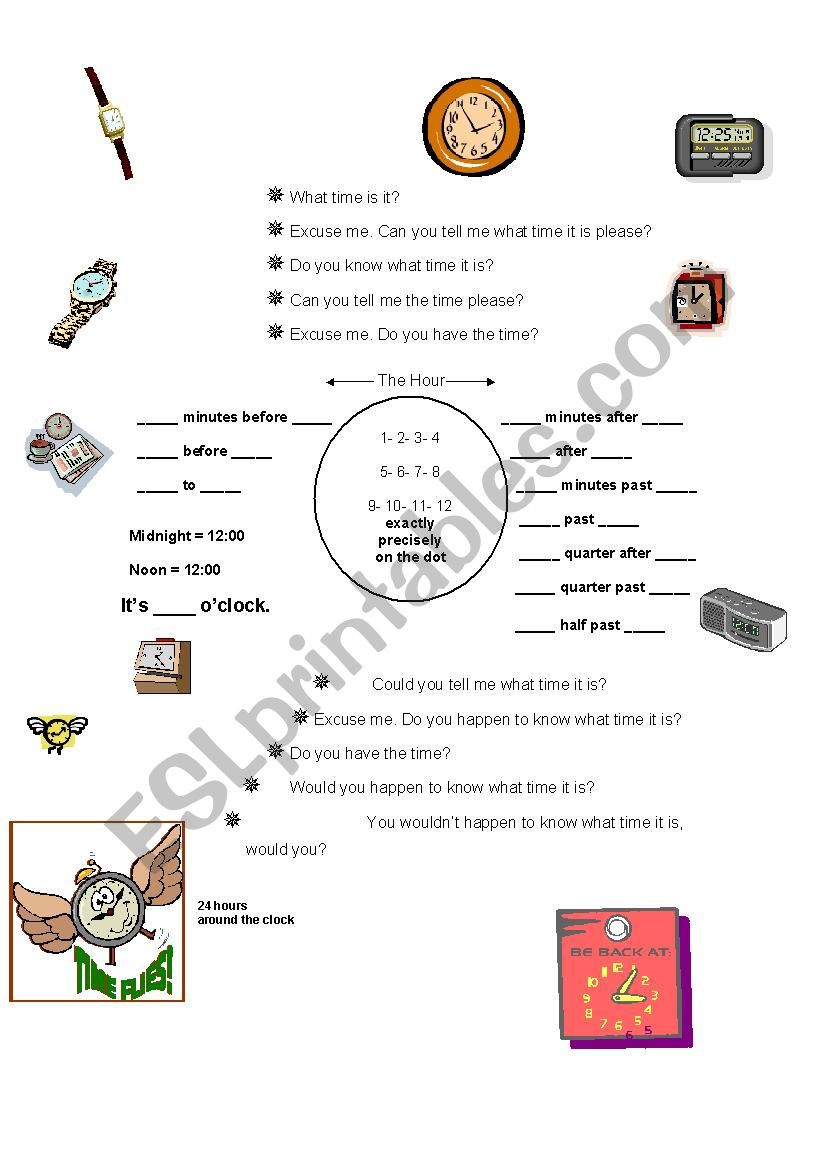Tell me the time worksheet
