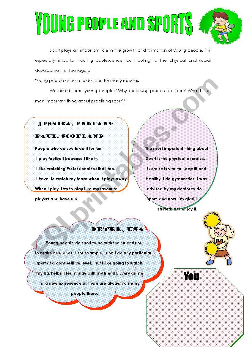 Young people and sports worksheet