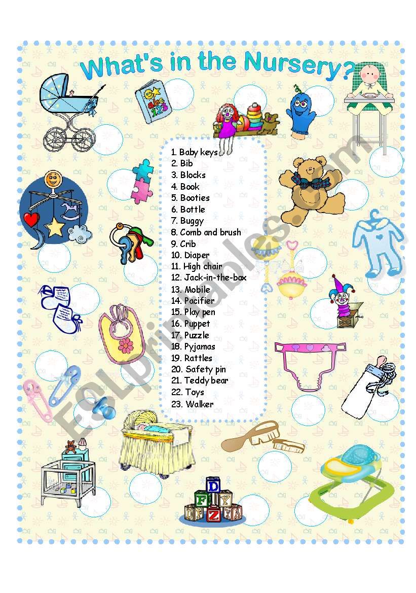 What´s in the Nursery? - ESL worksheet by Anna P