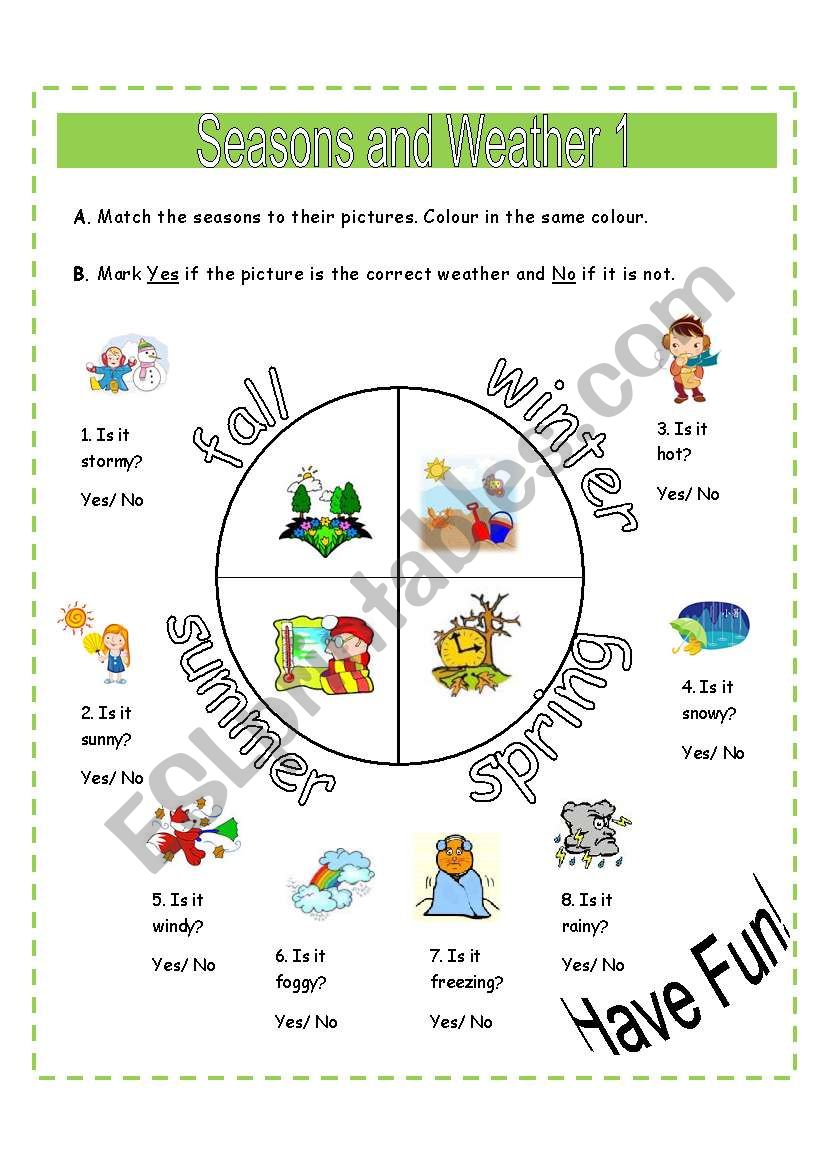 Seasons And Weather ESL Worksheet By 1hpf