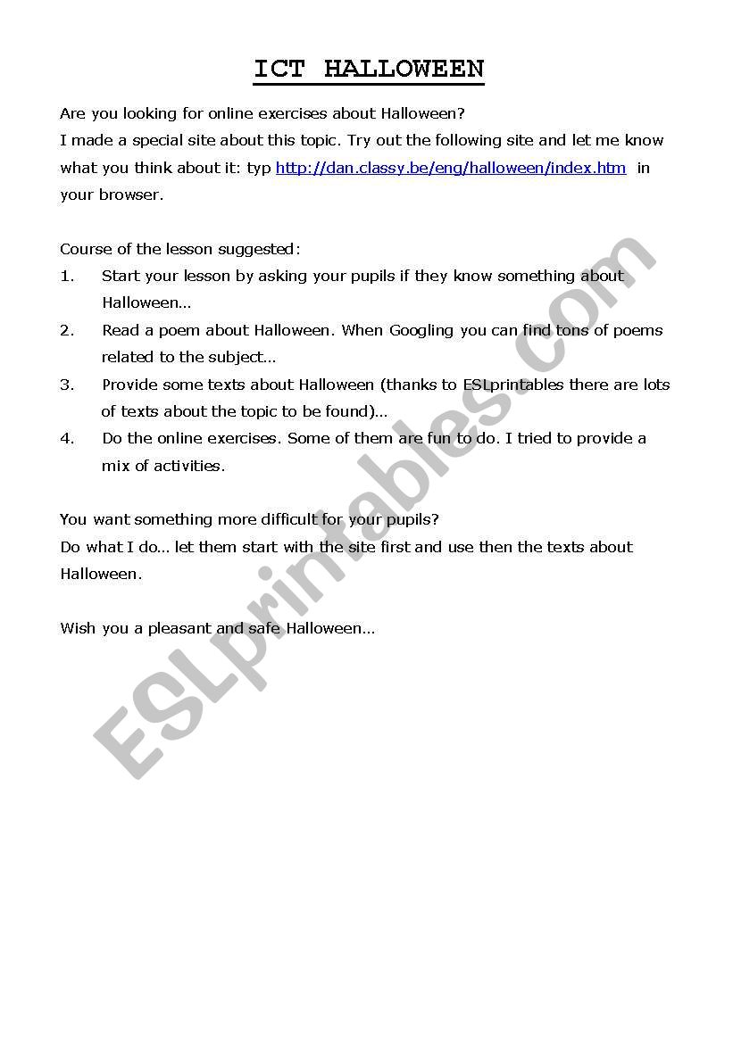 ICT Halloween worksheet