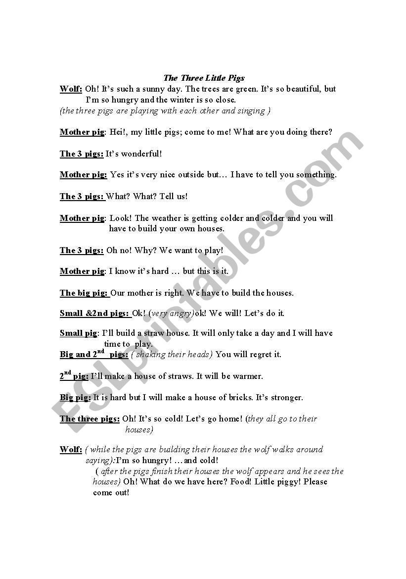 the three little pigs worksheet