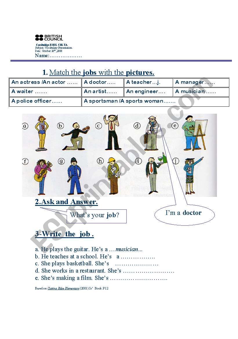 jobs esl worksheet by mrjamal