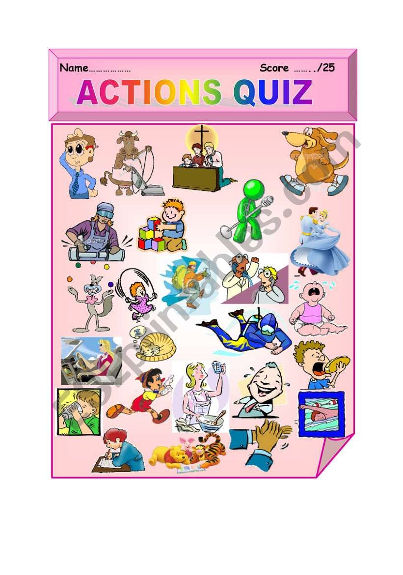 Actions QUIZ Name The Action ESL Worksheet By BEA 