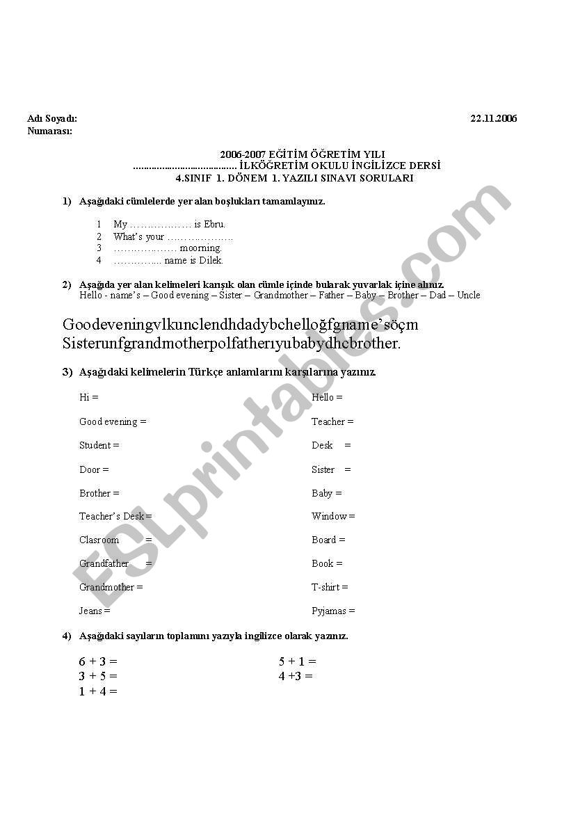 EXAM 3 CLASS 4 worksheet