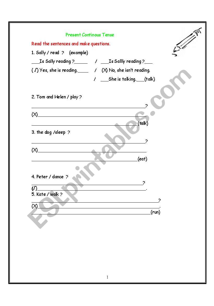 present cont. worksheet